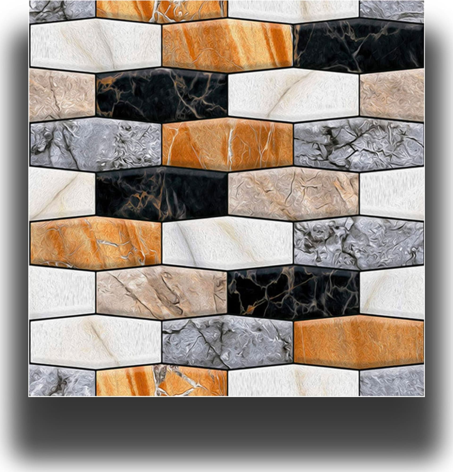 pacco da 4 Pannelli 3D Autoadesivi in PVC 30X30cm vari decori ultrarealistici ideali per bagni e cucine - Eternal Parquet