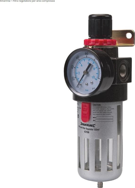 Filtro regolatore per aria compressa pressione manometro Silverline 150 ml in Accessori per compressori Eternal Brico - Ariano Irpino, commercioVirtuoso.it