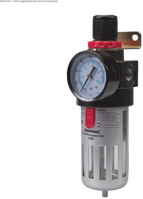 Filtro regolatore per aria compressa pressione manometro Silverline 150 ml in Accessori per compressori Eternal Brico - Ariano Irpino, commercioVirtuoso.it