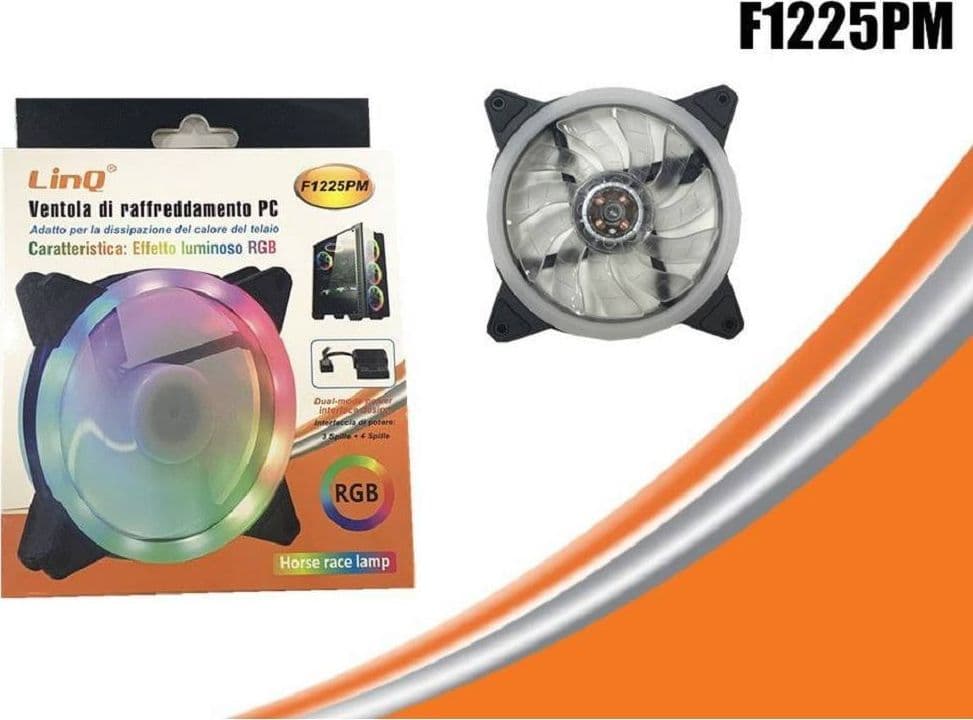 VENTOLA RAFFREDDAMENTO DISSIPAZIONE COOLING FUN PER TELAIO PC LUCE LED RGB F1225PM