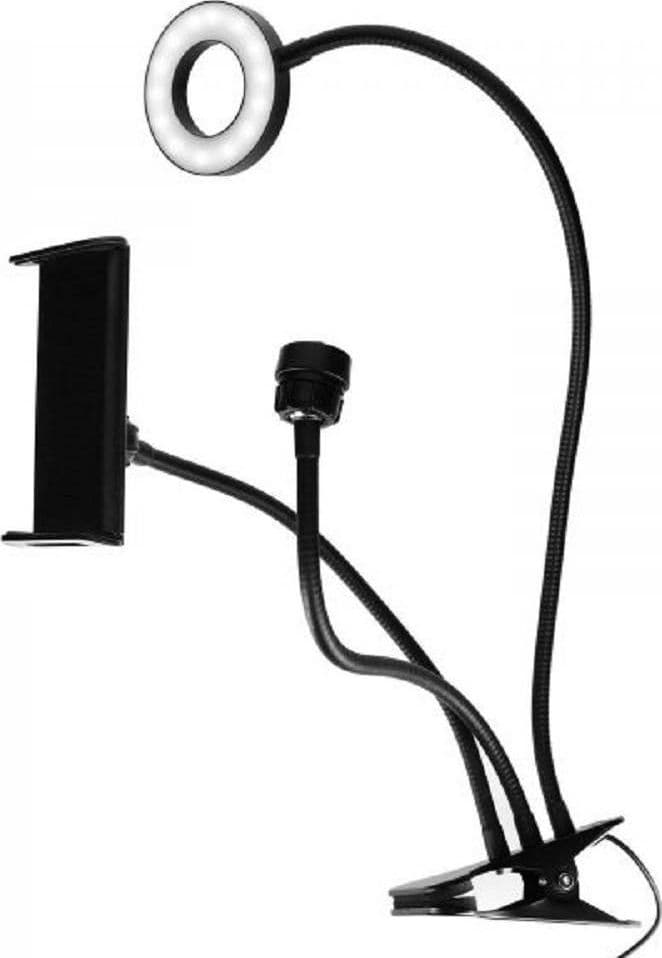 SUPPORTO STAFFA SMARTPHONE A CLIP PER SCRIVANIA LUCE RING LED FLESSIBILE HD3580 - 2
