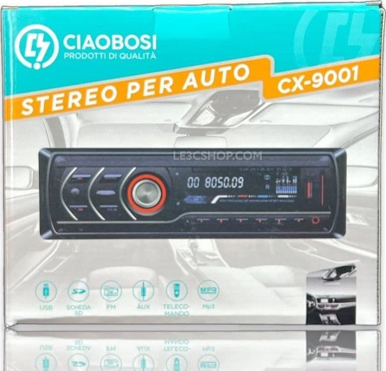 AUTORADIO STEREO PER AUTO LETTORE MP3 BLUETOOTH AUX USB SD TELECOMANDO CX-9001 - 4