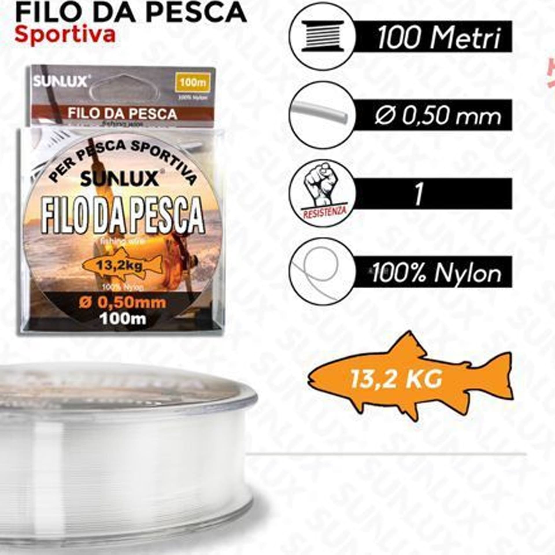 ROTOLO LENZA FILO DA PESCA BOBINA DA 100 METRI DIAM 0,50 MM RESISTENTE IN NYLON - 2