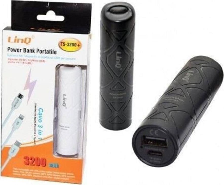 POWER BANK BATTERIA ESTERNA PORTATILE RICARICABILE 3200MAH CON CAVO 3IN1 TS-3200+ - 2