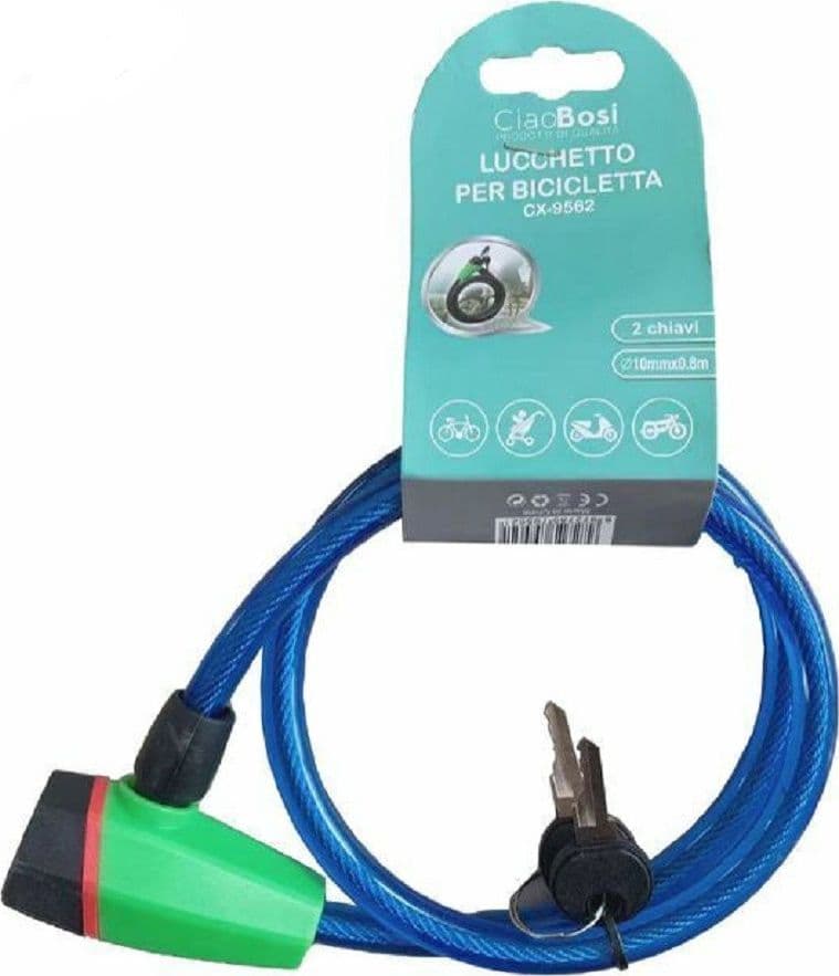 CATENA ANTIFURTO LUCCHETTO PER BICI BICICLETTA SCOOTER MOTO 80CM 2 CHIAVI CX-9562 - 3