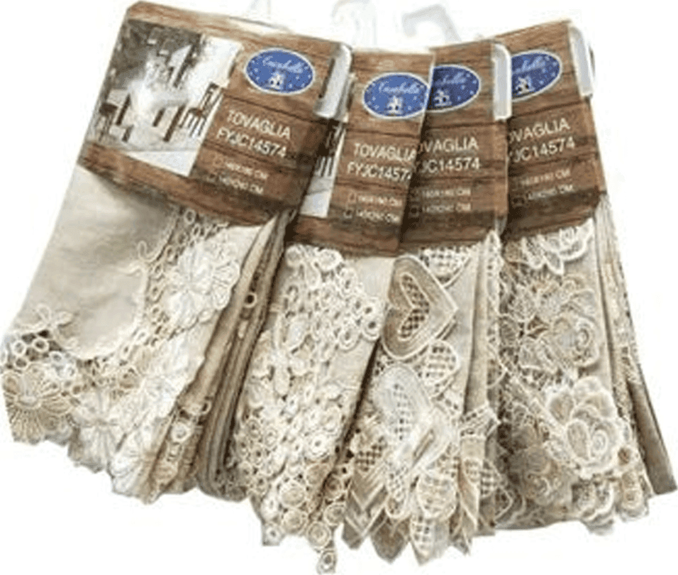 TOVAGLIA COPRITAVOLA ELEGANTE FESTA PIZZO RICAMO RETTANGOLARE 140X180 140X240 CM - 2