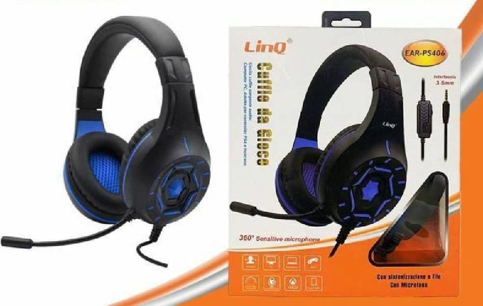 CUFFIE HEADSET CON MICROFONO GAMING DA GIOCO JACK 3,5MM PER PC LAPTOP EAR-PS406 - 3