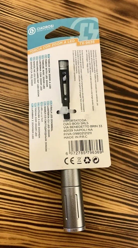 MINI TORCIA CON ZOOM A LED TX-9636 A BATTERIE COMPATTA CON CUSTODIA IN METALLO - 7