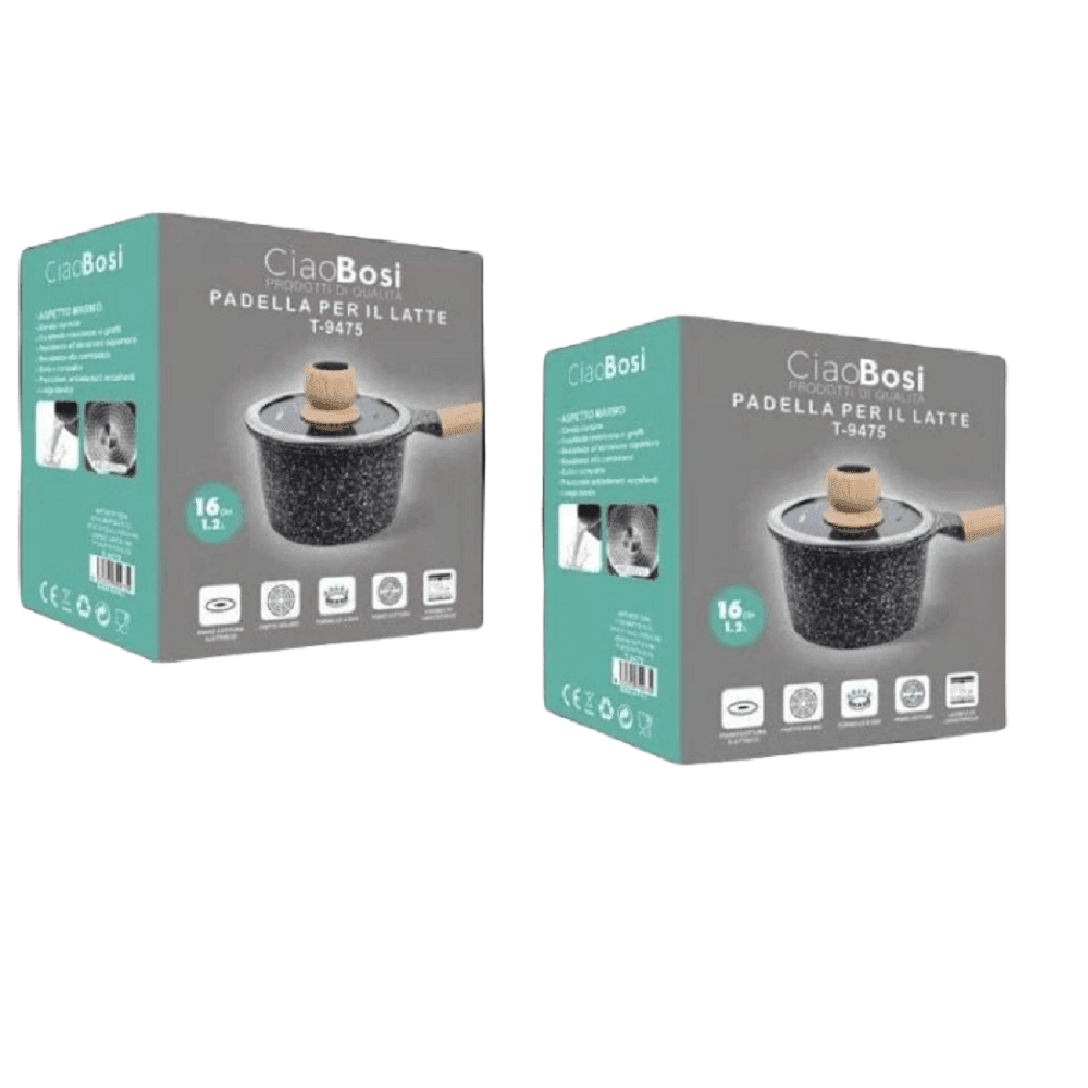 PENTOLINO PADELLA LATTE PENTOLA BOLLILATTE CON MANICO COPERCHIO 16CM 1,2LT T-9475 - 4