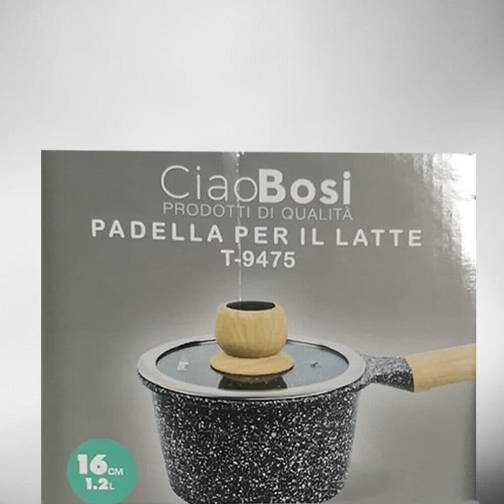 PENTOLINO PADELLA LATTE PENTOLA BOLLILATTE CON MANICO COPERCHIO 16CM 1,2LT T-9475 - 5