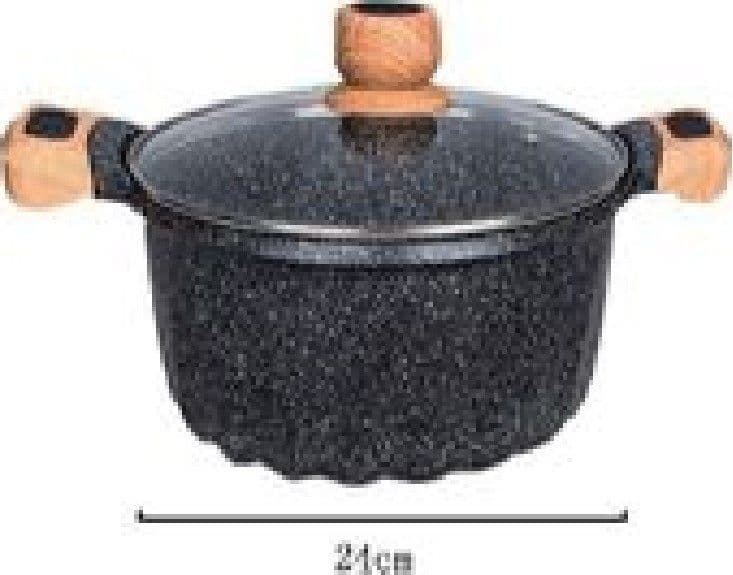 PENTOLA TEGAME PER ZUPPA RIVESTITO IN GRANITO CON COPERCHIO VETRO 24 CM T-9482 - 4