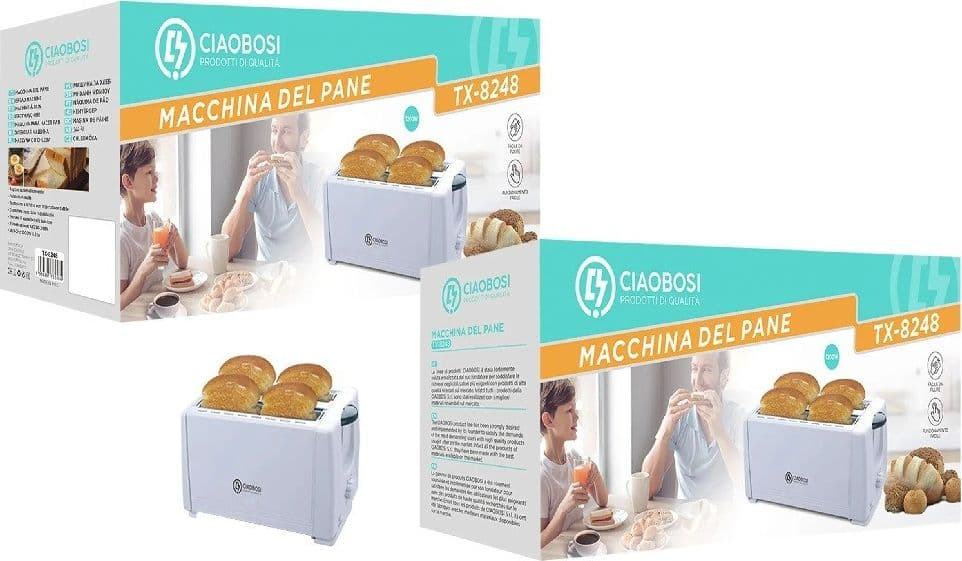 TOSTAPANE CLASSICO TOSTA FETTE PANE MULTIFUNZIONE 1200W VASSOIO BRICIOLE TX-8248 - 4