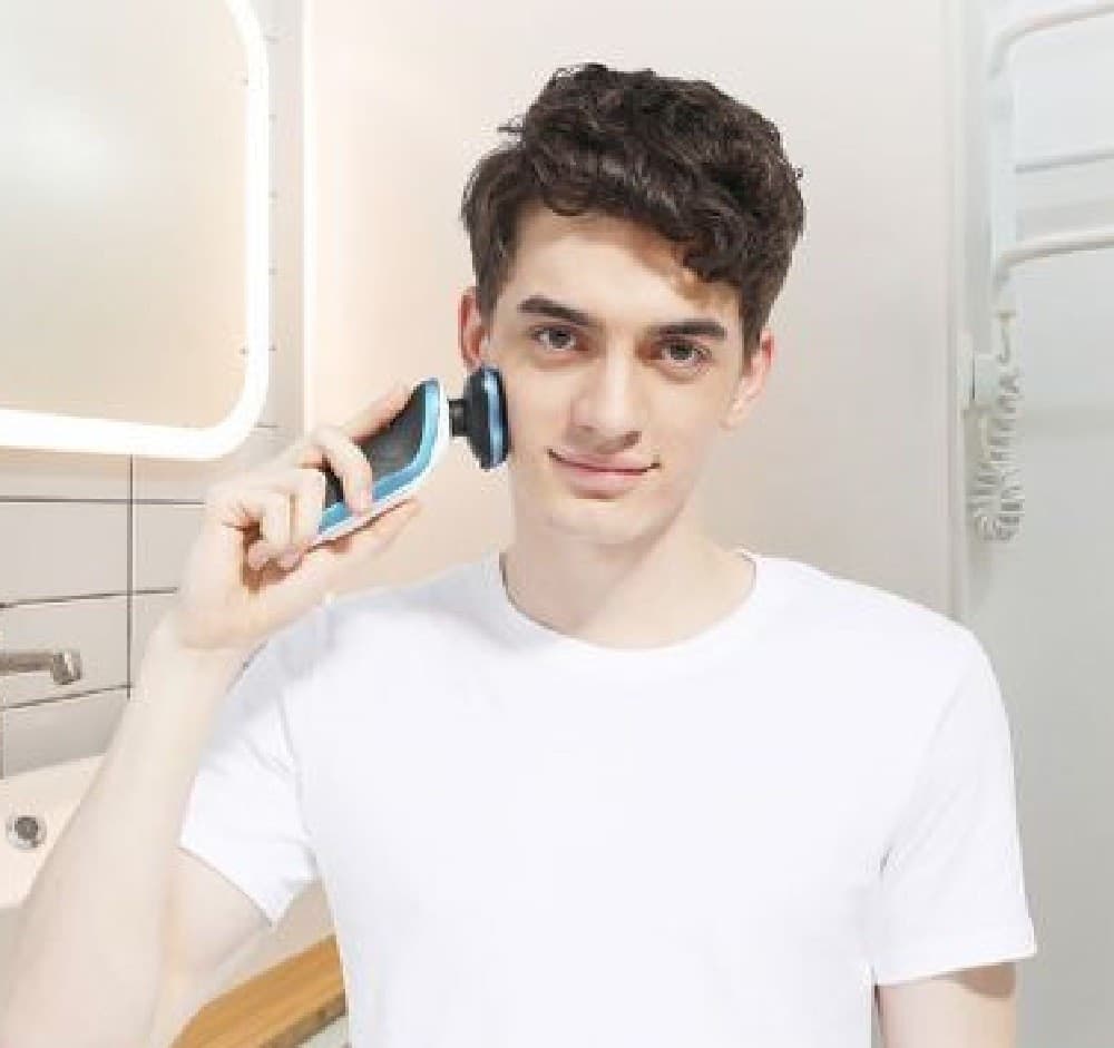 RASOIO 3 TESTINE ELETTRICO RICARICABILE UOMO REGOLAZIONE BARBA BAFFI PELI TX-9174 - 6