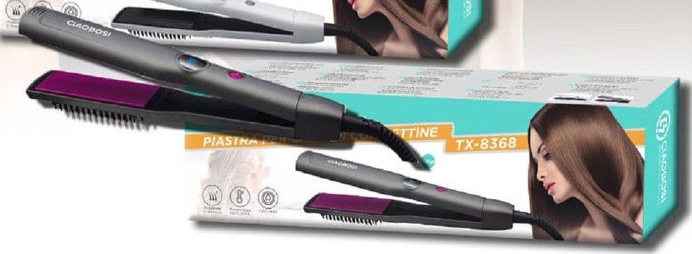 PIASTRA ELETTRICA PER CAPELLI LISCI MOSSI ONDULATI CON PETTINE 60 W PTC TX-8368 - 4