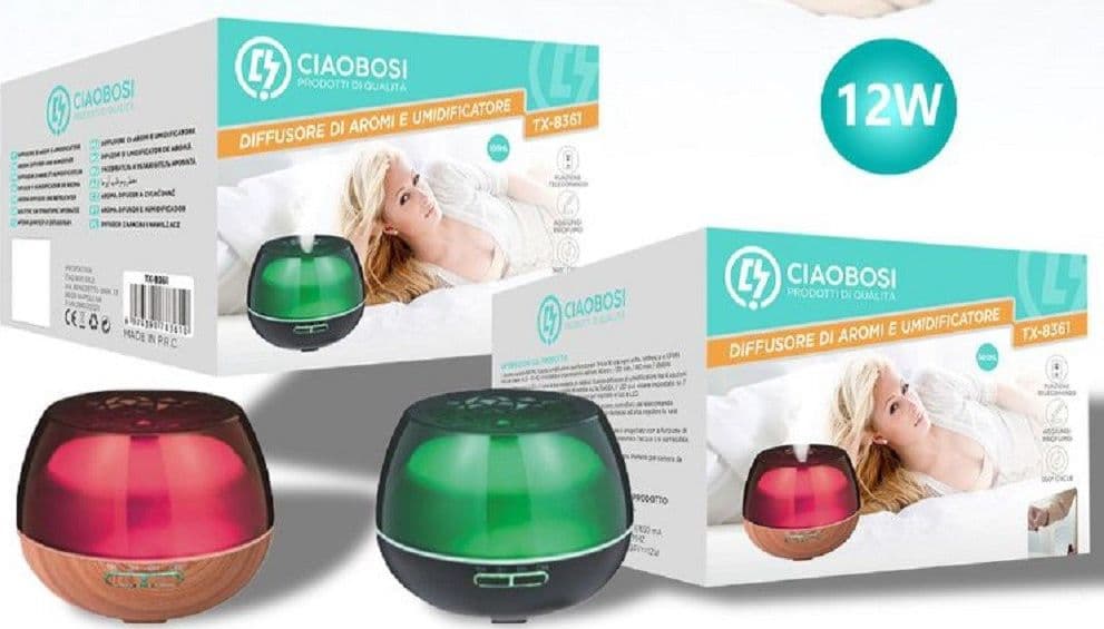 DIFFUSORE AROMI UMIDIFICATORE ULTRASUONI 500ML 12W AROMATERAPIA 7 COLORI TX-8361 - 3