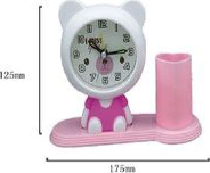 OROLOGIO ANALOGICO SVEGLIA A FORMA DI ORSACCHIOTTO CON PORTAPENNE TAVOLO TX-9123 - 4