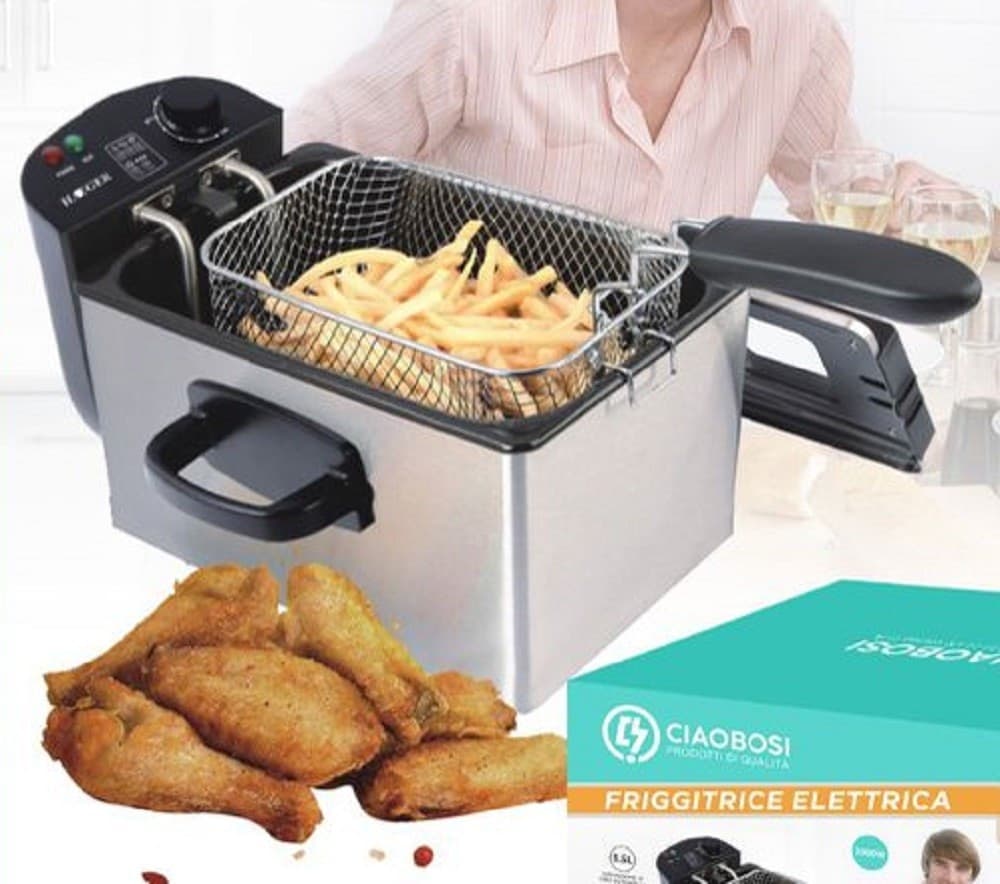 FRIGGITRICE ELETTRICA PORTATILE POFESSIONALE 2000 W CESTO ACCIAIO INOX TX-8254 - 4