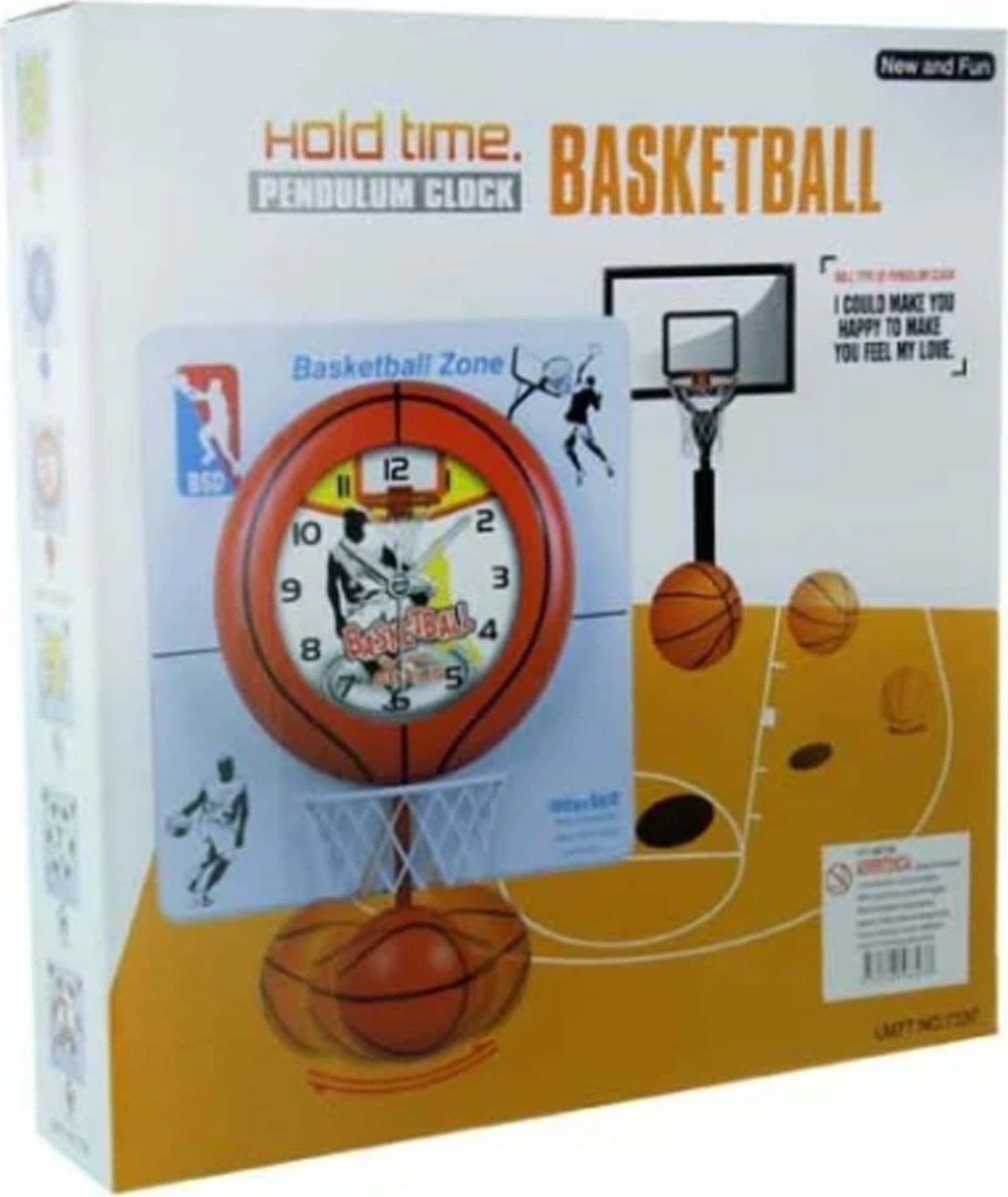 OROLOGIO DA PARETE 30X40CM CON PALLA CANESTRO BASKET EFFETTO PENDOLO BASKETBALL - 2