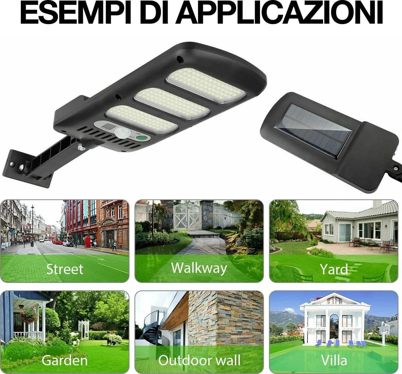LAMPIONE STRADALE PANNELLO SOLARE 213 LED CON SENSORE DI MOVIMENTO E TELECOMANDO - 13