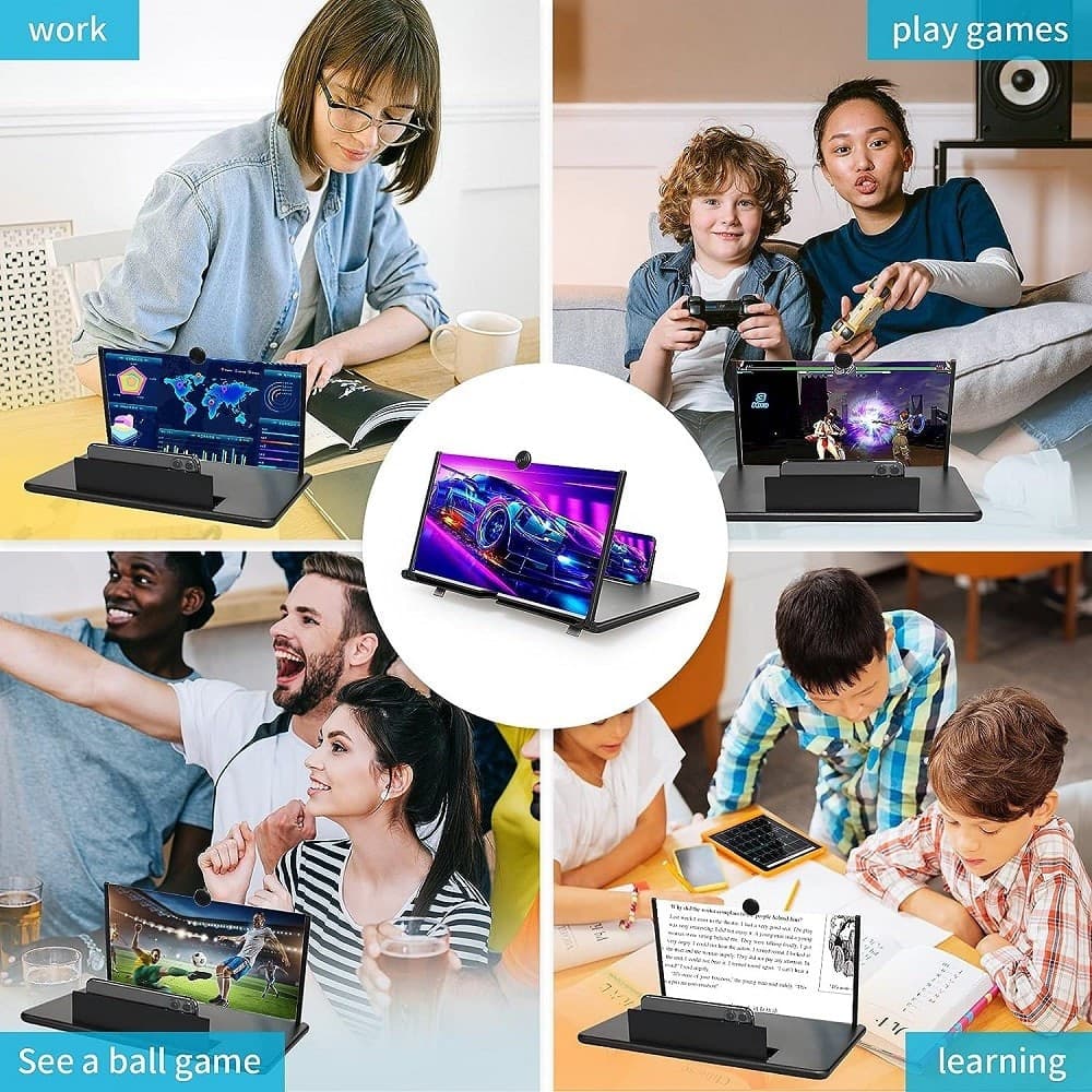 LENTE DI INGRANDIMENTO SCHERMO 12" 3D PER CELLULARE SMARTPHONE GUARDARE VIDEO FILM - 7