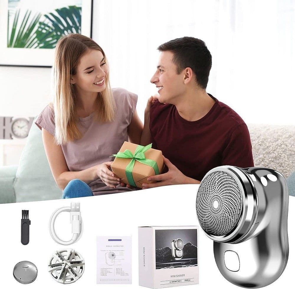 MINI RASOIO ELETTRICO PORTATILE TASCABILE UOMO USB RICARICABILE VIAGGI AUTO CASA - 7
