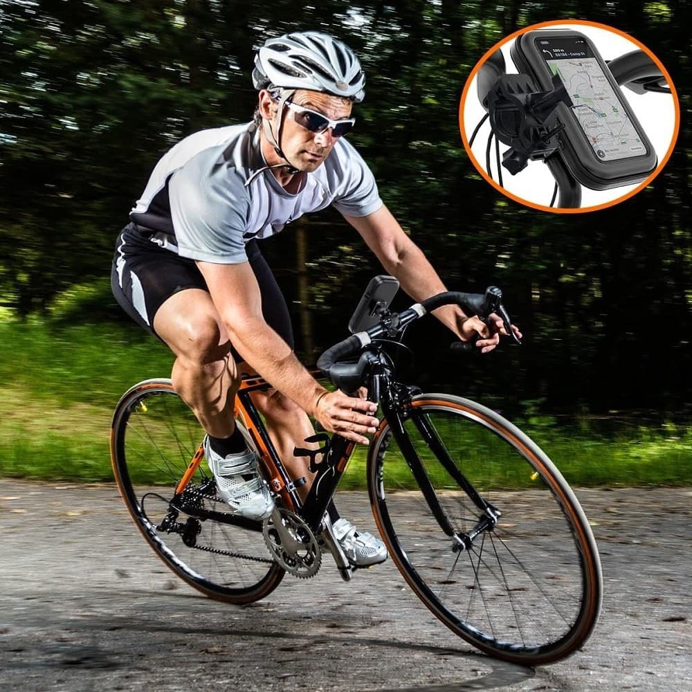 SUPPORTO TELEFONO DA 6,3" PER MOTO BICI BORSA MOUNTAIN BIKE IMPERMEABILE MANUBRIO - 2
