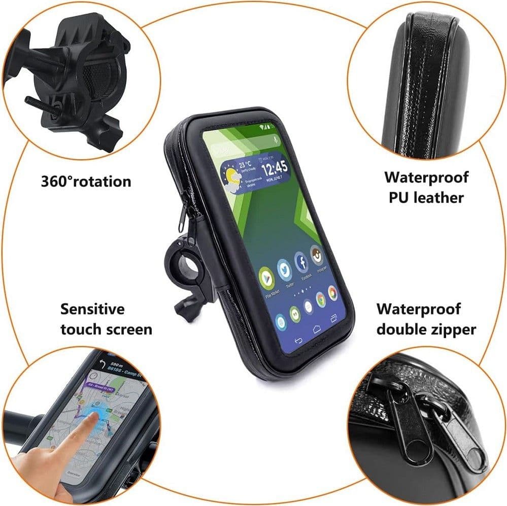 SUPPORTO TELEFONO DA 6,3" PER MOTO BICI BORSA MOUNTAIN BIKE IMPERMEABILE MANUBRIO - 6