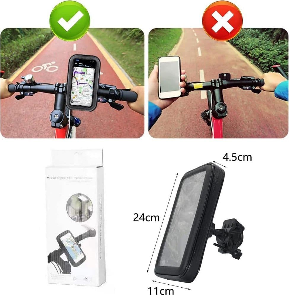 SUPPORTO TELEFONO DA 6,3" PER MOTO BICI BORSA MOUNTAIN BIKE IMPERMEABILE MANUBRIO - 7