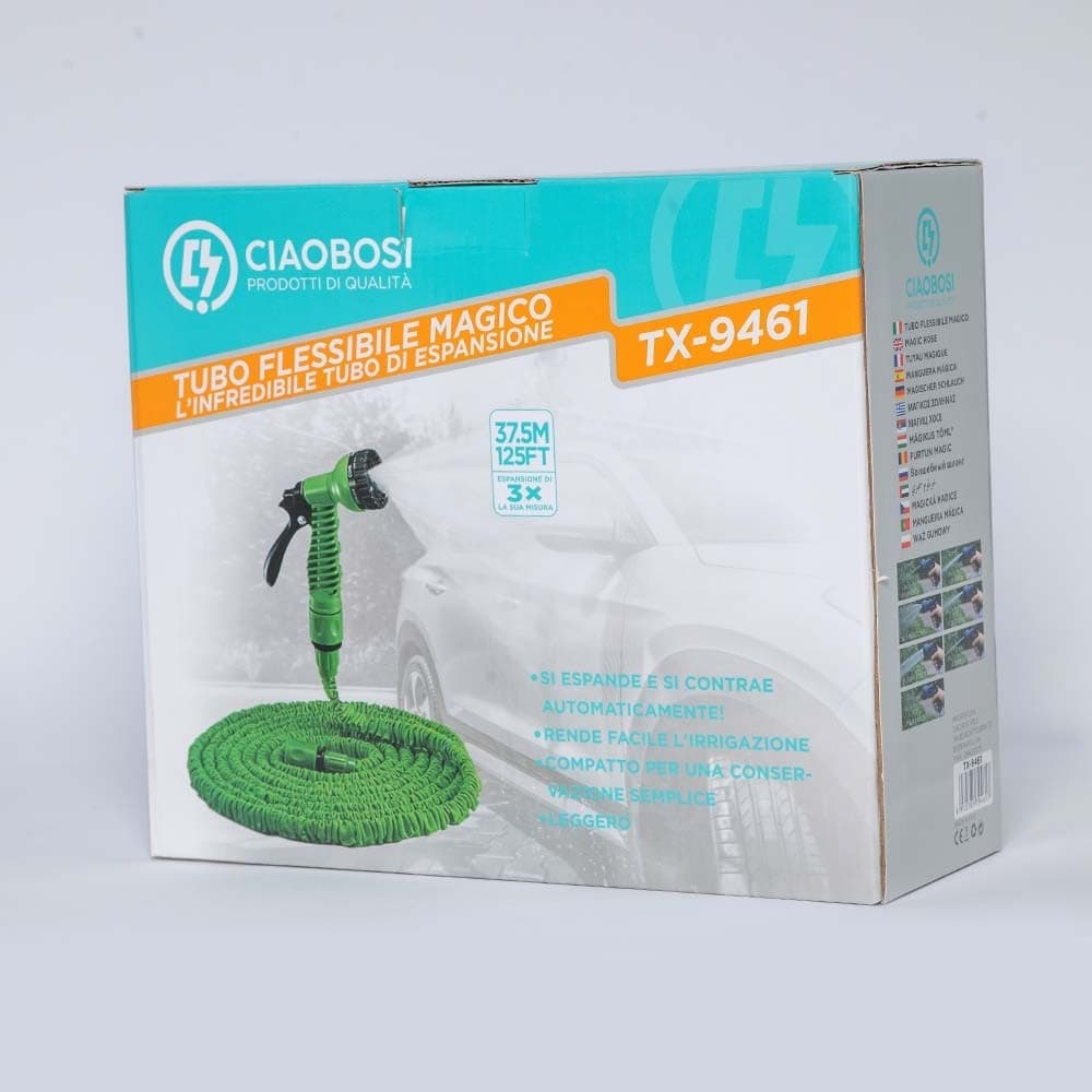 TUBO MAGICO PER IRRIGAZIONE 37,5 MT 125FT GIARDINO ESTENSIBILE PISTOLA TX-9461 - 7