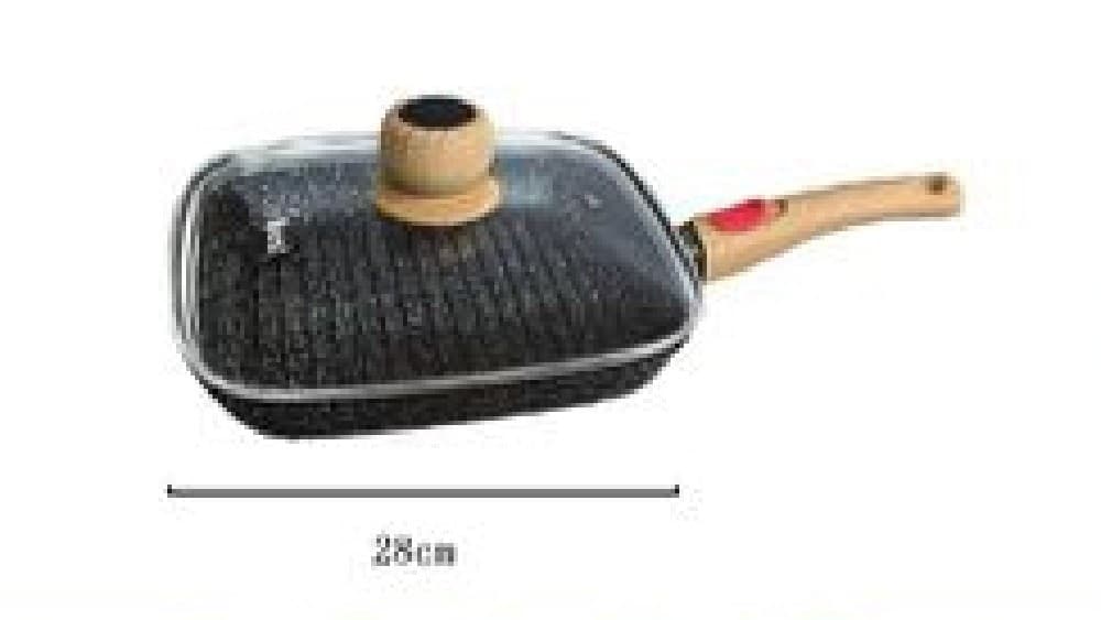 PADELLA QUADRATA CON MANICO COPERCHIO 28CM 1,86LT PER PIANO COTTURA ALIMENTI T-9479 - 2