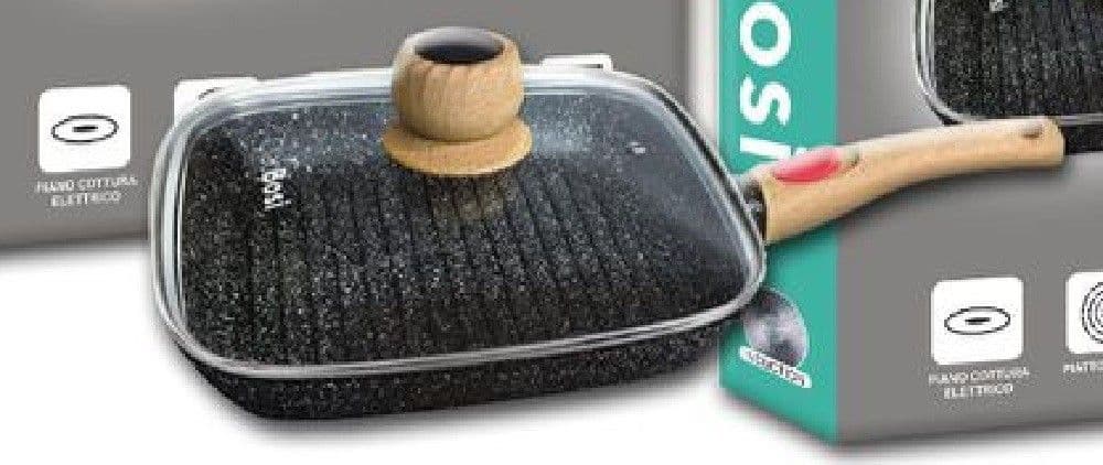 PADELLA QUADRATA CON MANICO COPERCHIO 28CM 1,86LT PER PIANO COTTURA ALIMENTI T-9479 - 3