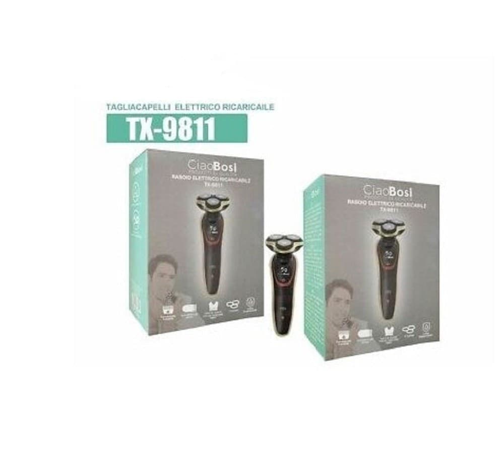 RASOIO ELETTRICO RICARICABILE 3 TESTINE 5D BARBA UOMO IMPERMEABILE 3WATT TX-9811 - 8