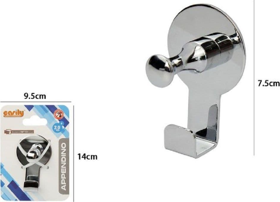 APPENDINO GANCIO APPENDI PORTA ASCIUGAMANO 1 POSTO BAGNO CROMATO 7.5 CM 59745 - 3