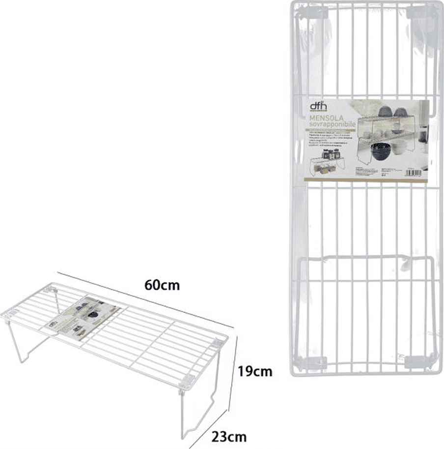 MENSOLA SOVRAPPONIBILE SALVASPAZIO ORGANIZER CUCINA ARMADIO MOBILI RIPIANO 60 CM - 2