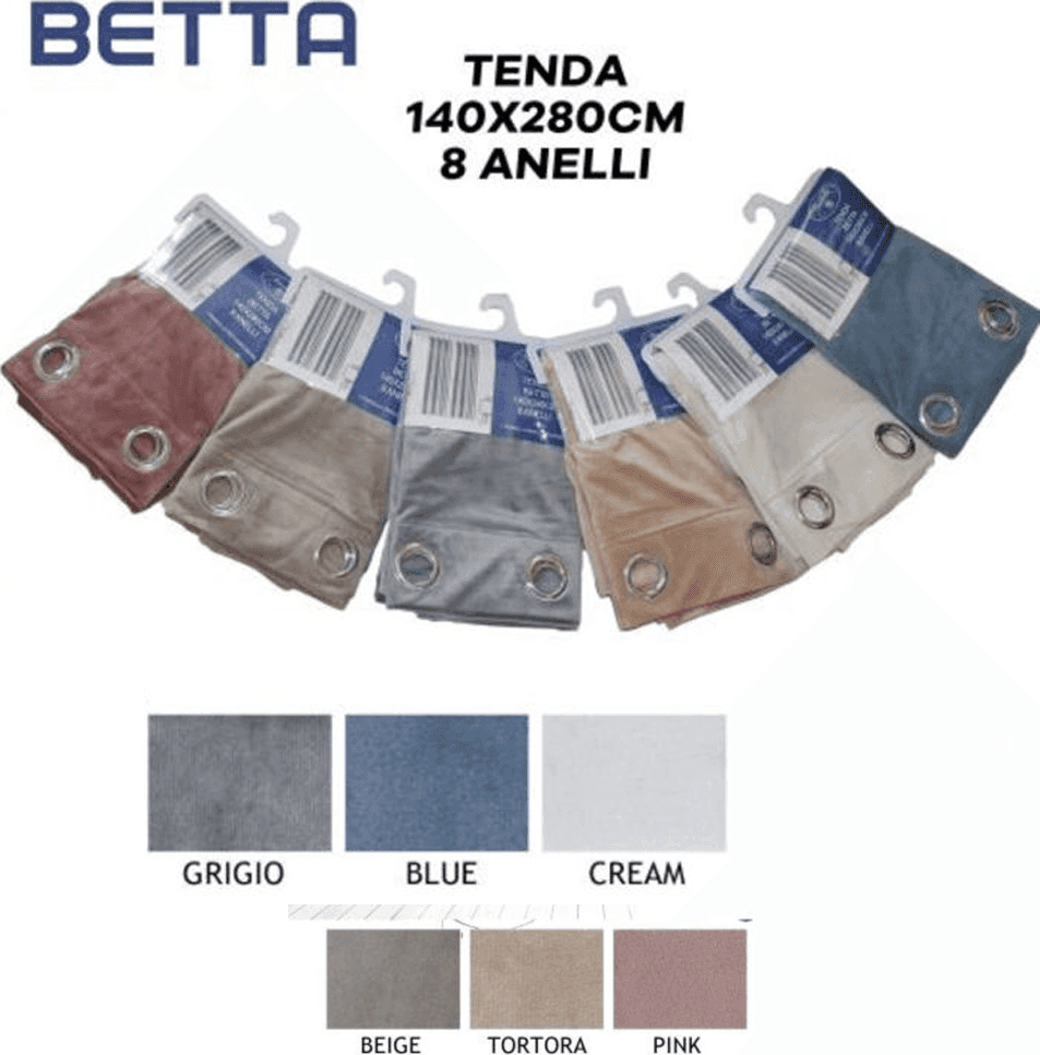 TENDA BETTA VELLUTATA PANNELLO SINGOLO 8 BORCHIE PORTA FINESTRA BASTONE 140X290