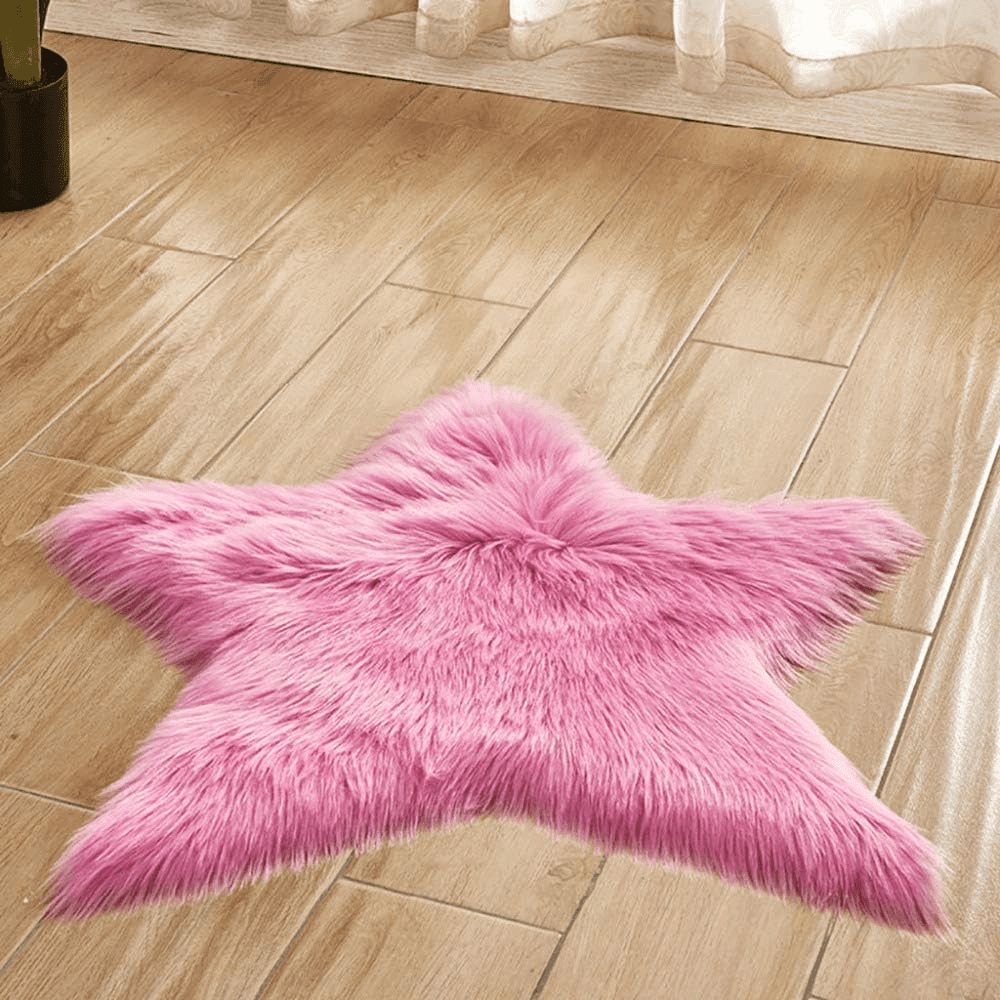 TAPPETO CUTE STELLA PELLICCIA FLUFFY VARI COLORI LIVING STANZA DA LETTO 90X90 CM - 2
