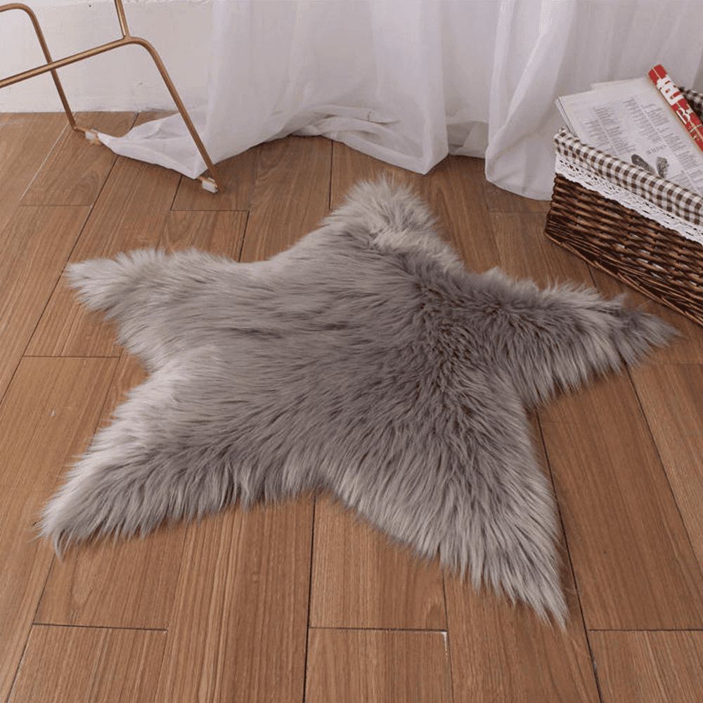 TAPPETO CUTE STELLA PELLICCIA FLUFFY VARI COLORI LIVING STANZA DA LETTO 90X90 CM - 3