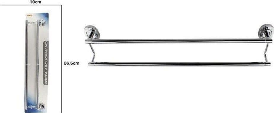 PORTASCIUGAMANI PORTA ASCIUGAMANO DOPPIO CROMATO 60CM ACCESSORIO DA BAGNO 69197 - 2