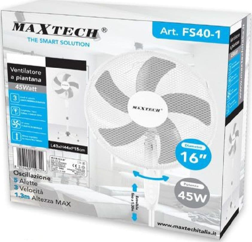 VENTILATORE A PIANTANA 130CM 3 VELOCITÀ 45 W 16" FUNZIONE DI OSCILLAZIONE FS40-1 - 2