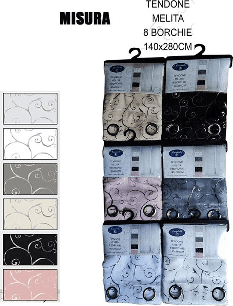 TENDA MELITA PANNELLO SINGOLO 8 BORCHIE PORTA FINESTRA CUCINA BASTONE 140X280 CM - 2
