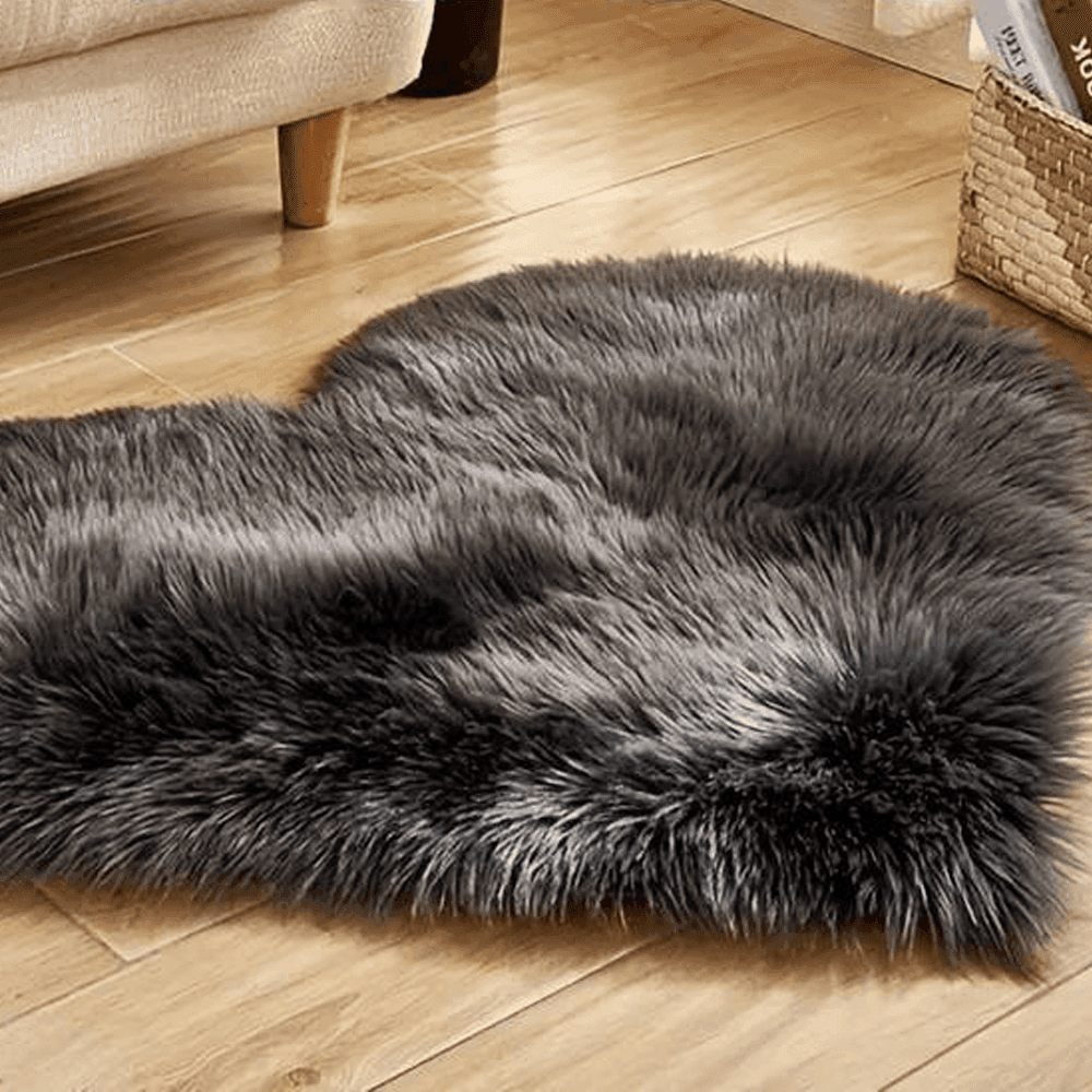 TAPPETO CUTE CUORE PELLICCIA FLUFFY VARI COLORI LIVING STANZA DA LETTO 70X90 CM - 2