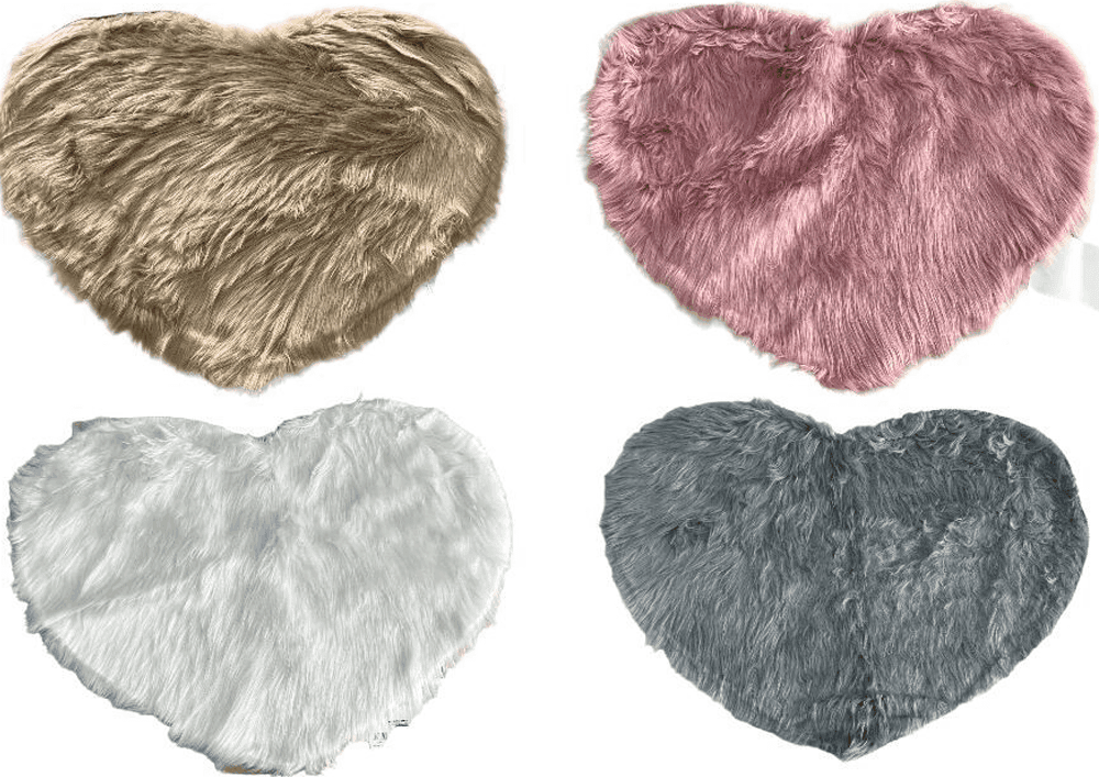 TAPPETO CUTE CUORE PELLICCIA FLUFFY VARI COLORI LIVING STANZA DA LETTO 70X90 CM - 4