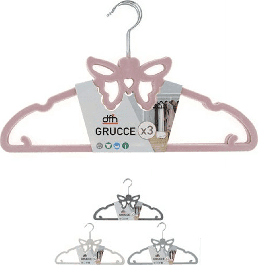 SET 3 GRUCCE APPENDIABITI FASHION FARFALLA COLORATE CAMICIE TOP GIACCA STAMPELLE - 2