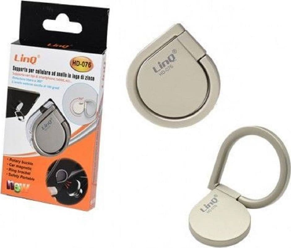 ANELLO SUPPORTO AUTO PER SMARTPHONE PRESA ARIA LETTORE CD IN LEGA DI ZINCO HD-076