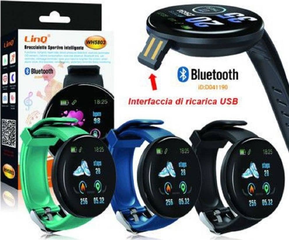 SMARTWATCH OROLOGIO BRACCIALE INTELLIGENTE CONTAPASSI SMART SPORT BLUETOOTH WH5803