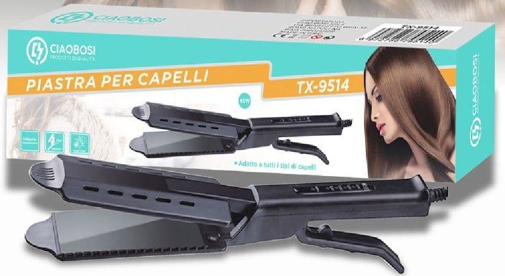 PIASTRA CAPELLI LISCI LARGA TECNOLOGIA A VAPORE RISCALDAMENTO RAPIDO 45W TX-9514 - 4