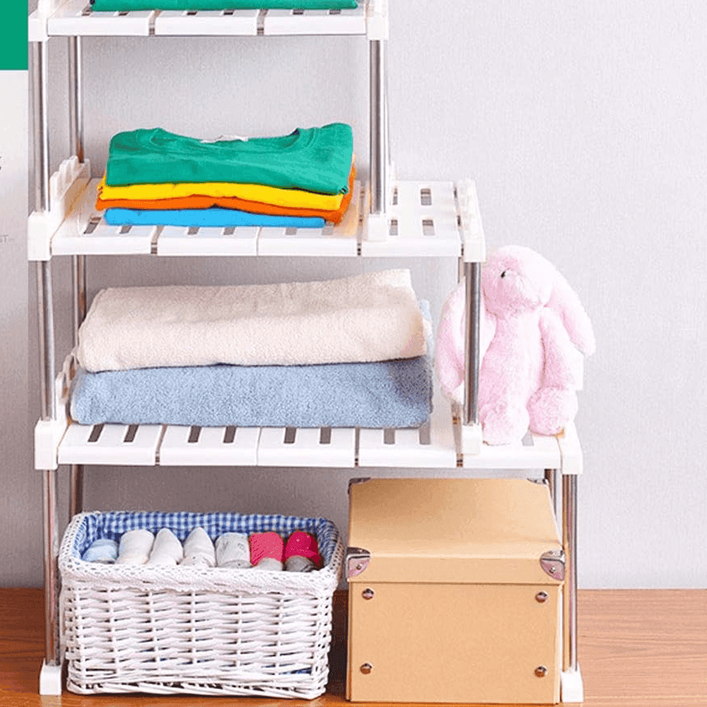 MENSOLA SOVRAPPONIBILE SALVASPAZIO ORGANIZER IMPILABILE ARMADIO MOBILI 65x24x30 - 2