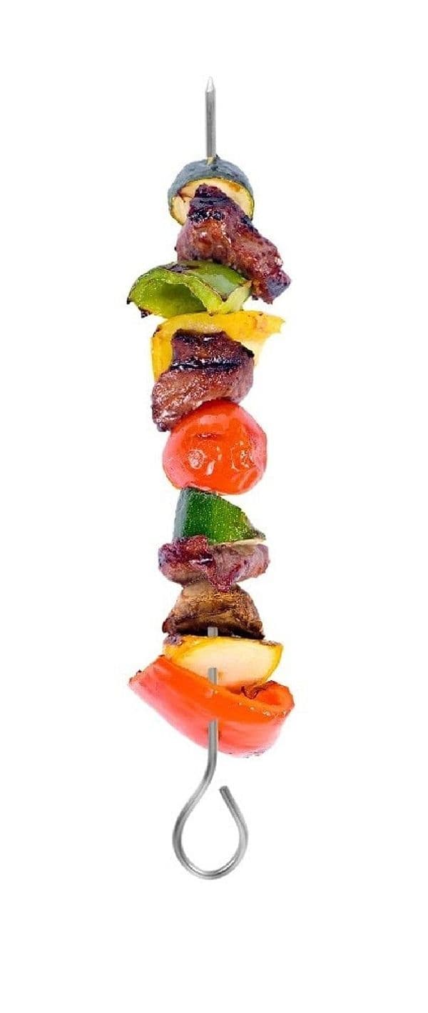 SET 10PZ SPIEDINI IN ACCIAIO INOX 15CM IMPUGNATURA AD UNCINO GRIGLIA BBQ 2406313 - 5