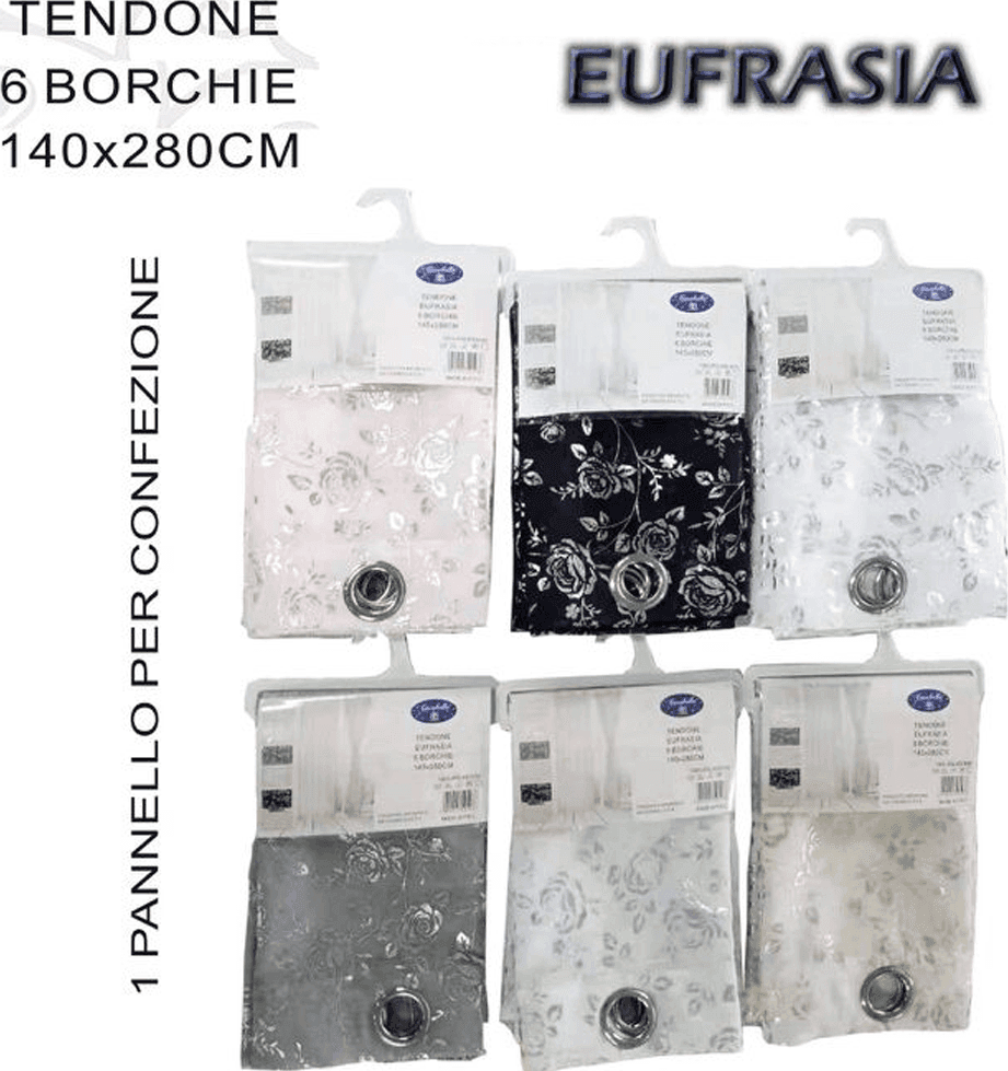 TENDA EUFRASIA PANNELLO SINGOLO CON 6 BORCHIE PORTA FINESTRA BASTONE 140X280 CM - 2
