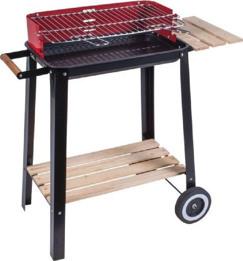 BBQ BARBECUE RETTANGOLARE 51X32X69CM CON STRUTTURA ACCIAIO RIPIANI LEGNO 2600053 - 2